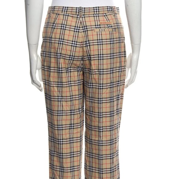BURBERRY Plaid Print Wide Leg Pants Size: M - Picture 7 of 8